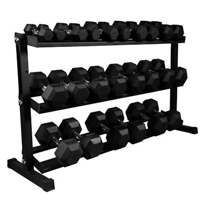 hexa dumbbell set 2.5kg tot 30kg inclusief dumbbell rack